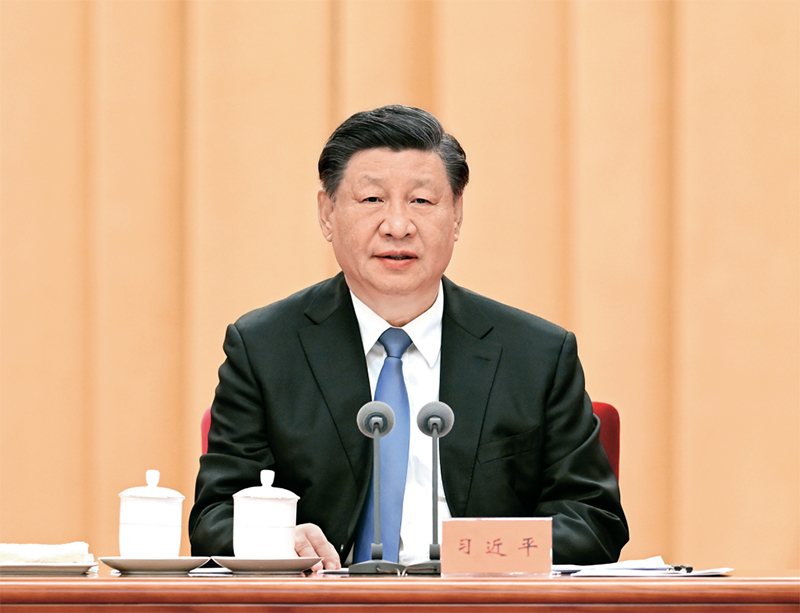2023年1月9日，中共中央总书记、国家主席、中央军委主席习近平在中国共产党第二十届中央纪律检查委员会第二次全体会议上发表重要讲话。 新华社记者 张领/摄